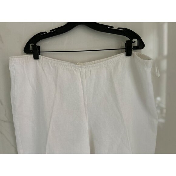 Eileen Fisher White Linen Cotton Casual Pants Site Zipper Tapered Leg Size XLarg - Picture 2 of 6